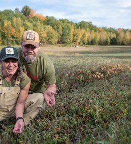 Birch Bog Fam Tracyn and Steve in cranberry bog