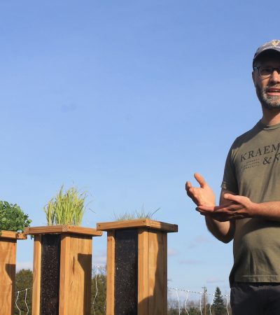 A farmer gives a presentation on cover crops