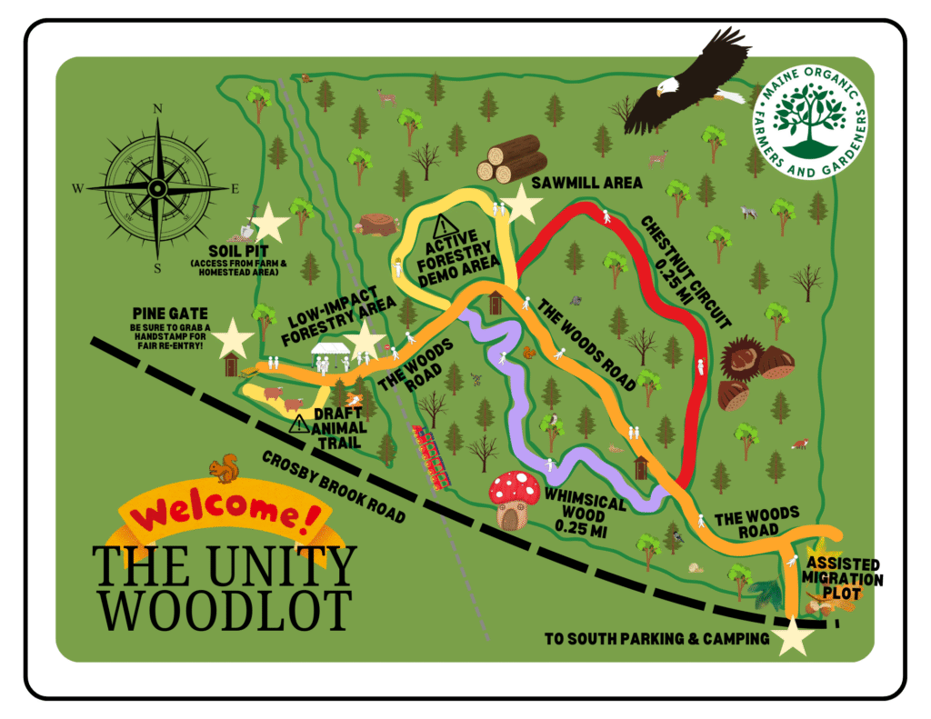 LIF Common Ground and Course Signage The Woods area at the Common Ground Country Fair.